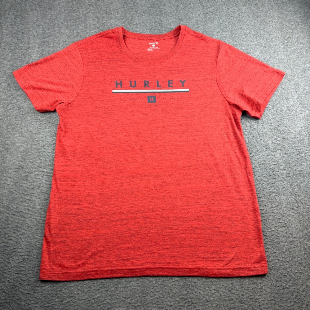 Hurley‎ Graphic T-Shirt Men's Large Red Heathered Short Sleeve Logo Tee